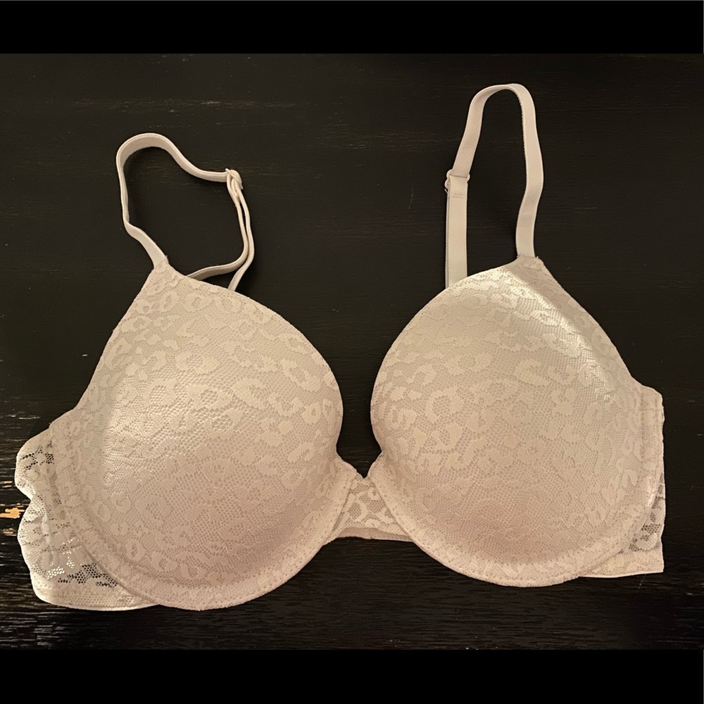 PINK push up white lace bra